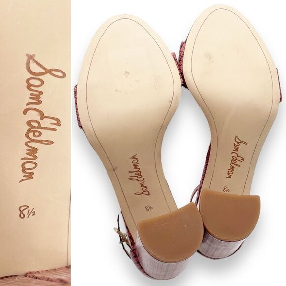 Sam Edelman Yaro Block Heel Ankle Strap Sandal Warm Pink Plaid Women’s Size 8.5 - Picture 15 of 16